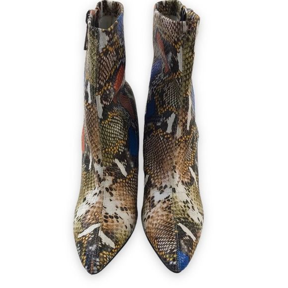 Public Desire faux colorful snakeskin chunky heel boots size 6 - Picture 4 of 10